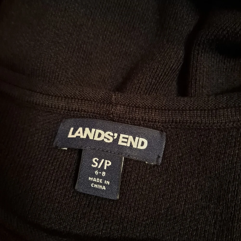 Lands End Cotton Blend Solid Black Long Sleeve Crewneck Sweater Dress - Picture 5 of 6